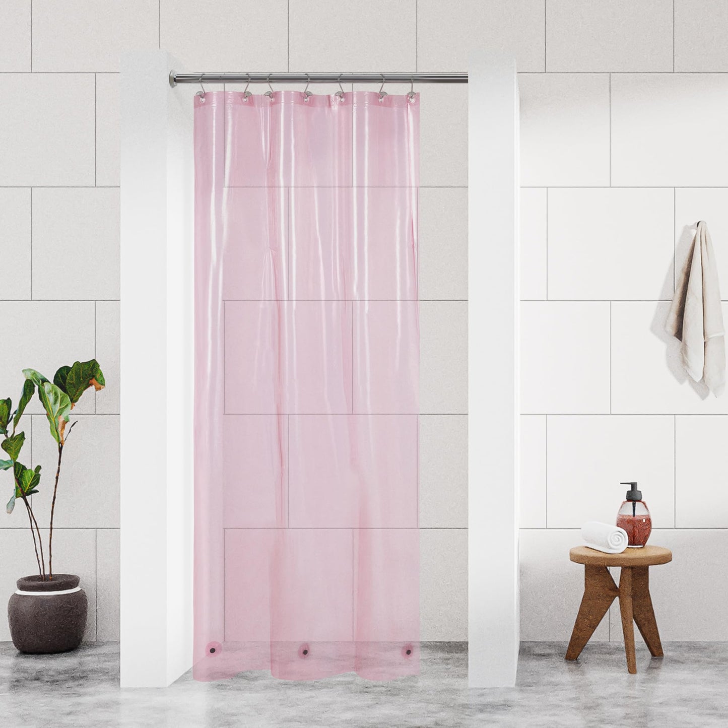Barossa Design Plastic Shower Liner Clear - Premium PEVA Shower Curtain Liner with Rustproof Grommets and 3 Magnets, Waterproof Cute Lightweight Standard Size Bathroom Curtains - Clear