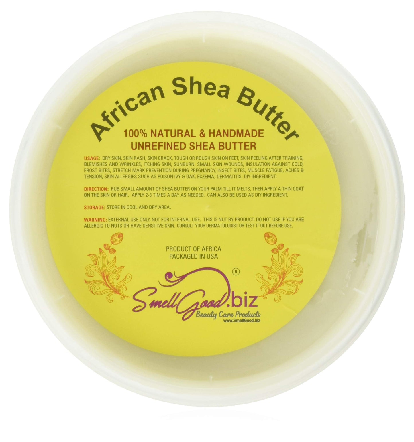 Yellow color Raw Unrefined Ghana Africa Pure 5 Pounds, yellow, Shea Butter, 80 Ounce