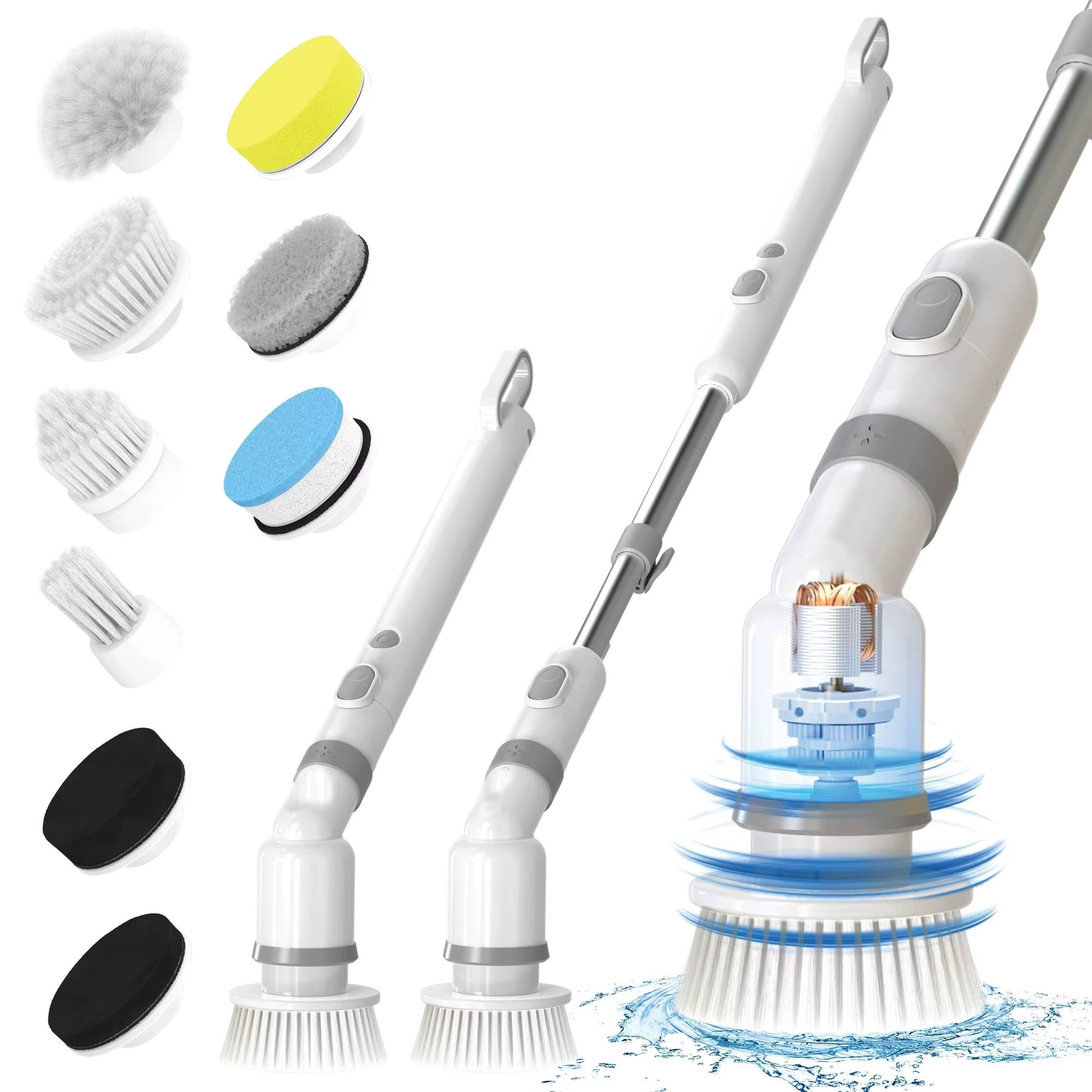 Electric Cleaning Brush 9 in 1 Multifunctional Cordless Handheld Shower Scrubber Spin Cleaner Tools for Bathroom Kitchen Cleaner