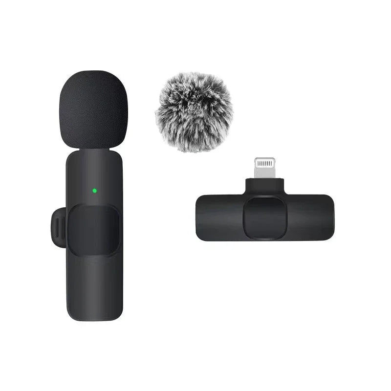 Lavalier Microphone Wireless Audio Recording Mini Replaceable Windproof Wool Microphone for Mobile Phones Shoot Vlog Youtube