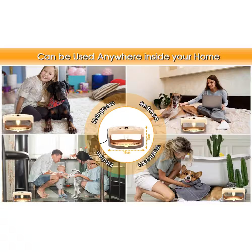 Modern Indoor Flea Traps with 8 Sticky Disc & 4 Bulbs & 2 Electric Wires, Flea Killer Bed Bug Trap Pest Control (2-Pack)