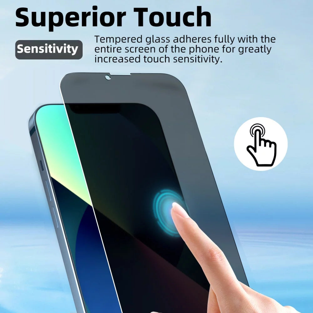 Iphone 13 Privacy Screen Protector + Camera Lens Protector, anti Spy Case Friendly Tempered Glass 9H Black
