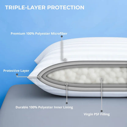 Bed Pillows for Sleeping - Plush Pillows for Bed - King Pillows 2-Pack