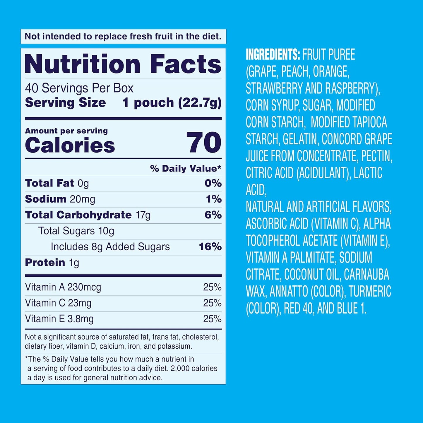 Welch's Fruit Snacks, Mixed Fruit, Individual Single Serve Bags, 0.8 oz (Pack of 40)