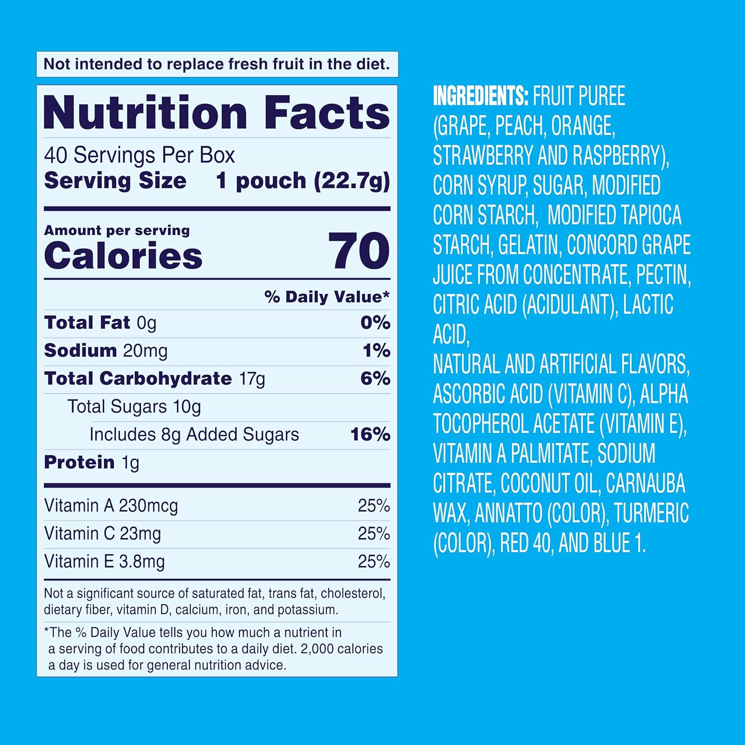 Welch's Fruit Snacks, Mixed Fruit, Individual Single Serve Bags, 0.8 oz (Pack of 40)