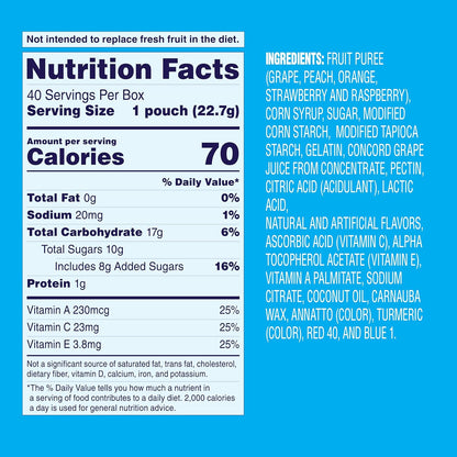 Welch's Fruit Snacks, Mixed Fruit, Individual Single Serve Bags, 0.8 oz (Pack of 40)