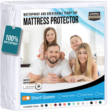 Utopia Bedding Waterproof Mattress Protector Twin Size, Premium Terry Mattress Cover 200 GSM, Breathable, Fitted Style with Stretchable Pockets (White)