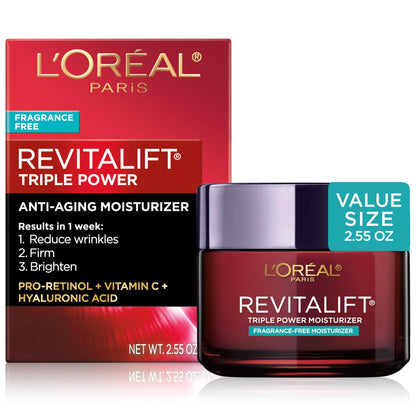 L'Oreal Paris Revitalift Triple Power Face and Neck Moisturizer, Anti Aging Face Cream with Broad Spectrum SPF 30, Pro-Retinol, Hyaluronic Acid and Vitamin C, 1 Kit