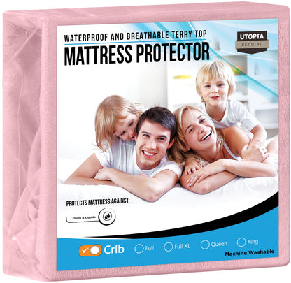Utopia Bedding Waterproof Mattress Protector Twin Size, Premium Terry Mattress Cover 200 GSM, Breathable, Fitted Style with Stretchable Pockets (White)