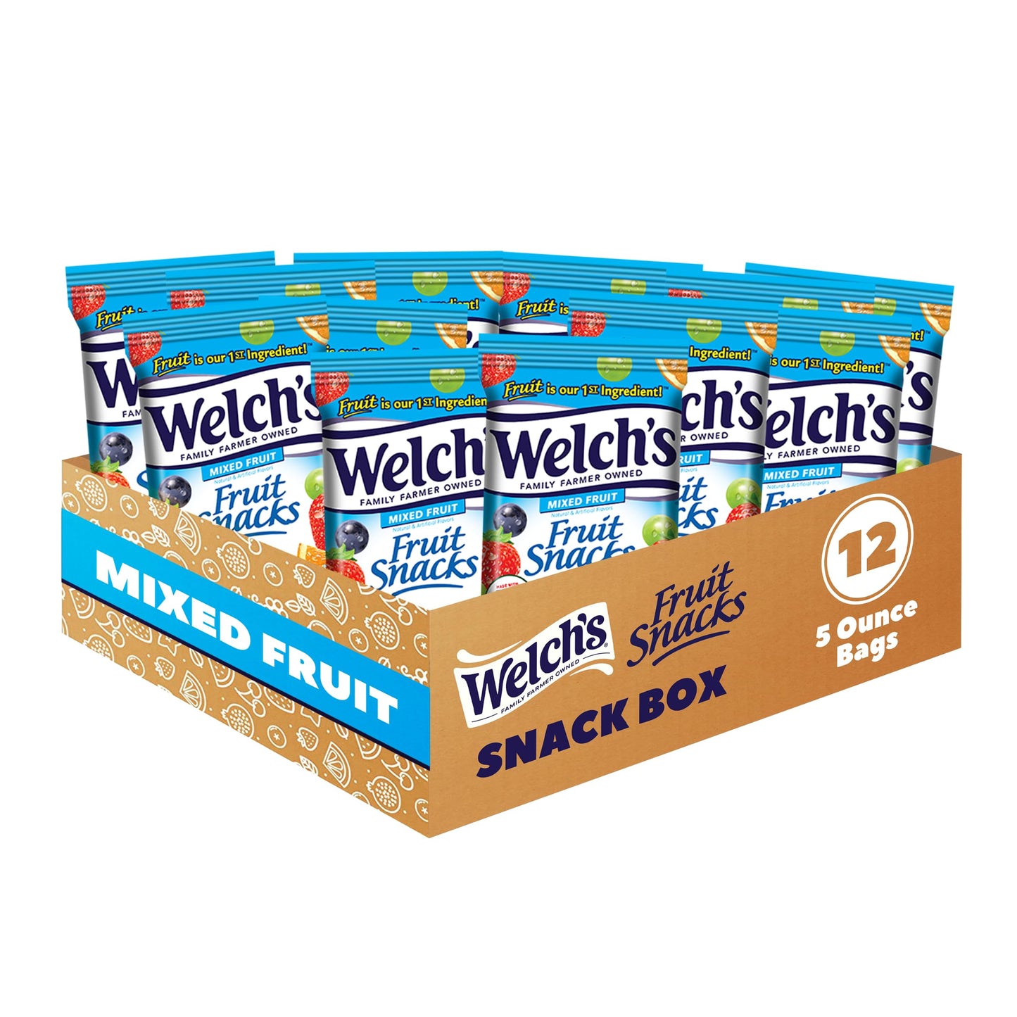 Welch's Fruit Snacks, Mixed Fruit, Individual Single Serve Bags, 0.8 oz (Pack of 40)