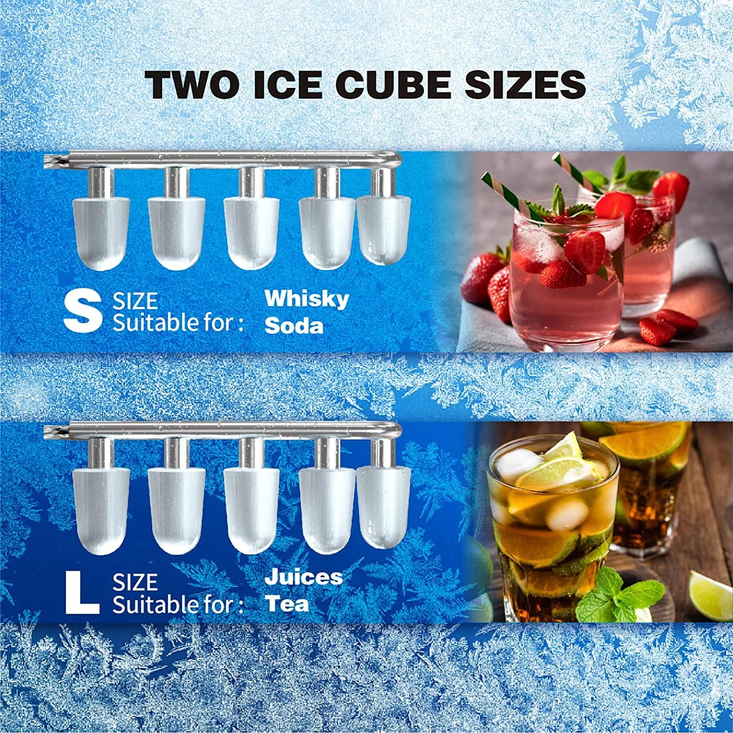 26.5 Lbs/Day Capacity Portable Ice Maker,Countertop Ice Maker,9 Ice Cubes Ready in 6 Mins, Self-Cleaning,With Basket & Scoop,For Home, Camping,White