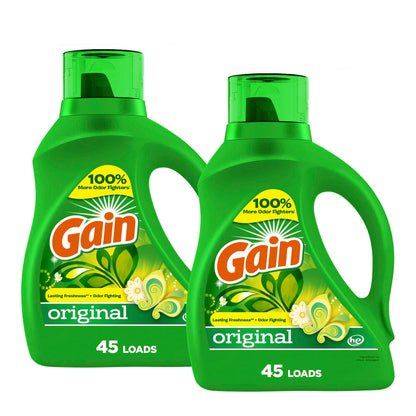 Gain + Aroma Boost Laundry Detergent Liquid, Original Scent, 107 Loads, 154 fl oz, HE Compatible Laundry Soap with Febreze and Oxi, Gain Laundry Detergent, Liquid Laundry Detergent