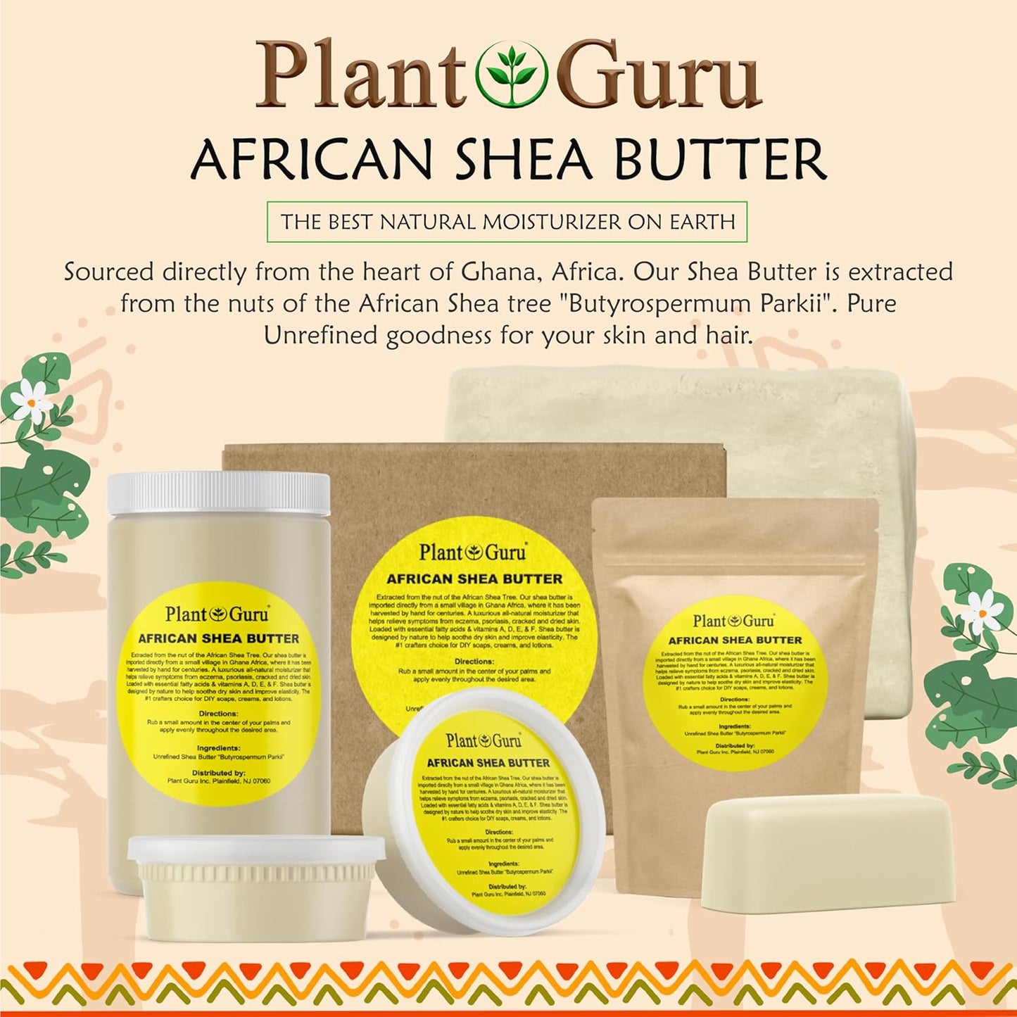 Raw African Shea Butter 32 oz. Bulk 100% Pure Natural Unrefined IVORY - Imported From Ghana - Ideal Moisturizer For Dry Skin, Body, Face And Hair Growth. Great For DIY Soap and Lip balm Making.