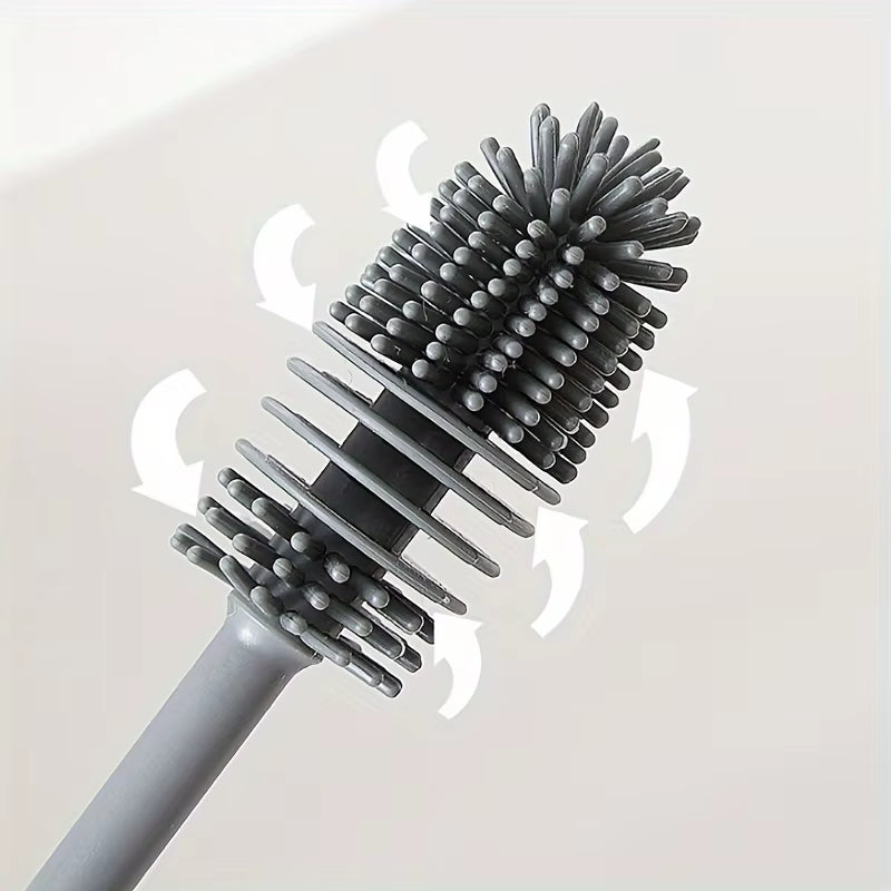 Silicone Bottle Cleaning Brush with Long Handle, Flexible No Dead Angle Scrubber for Baby Bottles, Tumblers, Kitchen