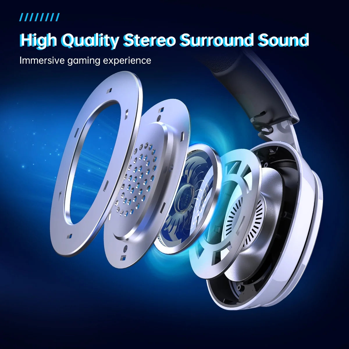 Wireless Gaming Headset for PS5, Pc,Switch,Mac with Bluetooth 5.3, 2.4Ghz USB Gaming Headphones with Mic, 3.5Mm Wired Mode for Xbox Series, White