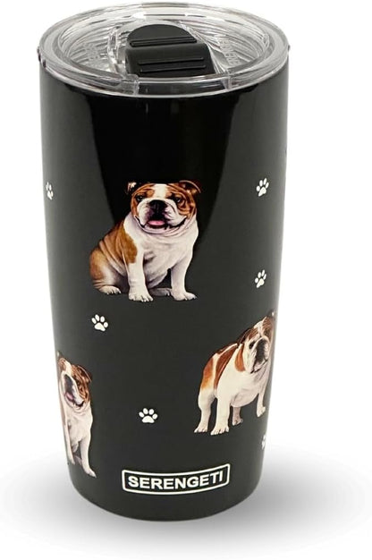 Bulldog 20 Oz. Stainless Steel, Vacuum Insulated Tumbler with Spill Proof Lid - 3D Print - Insulated Travel Mug for Hot or Cold Drinks (Bulldog Tumbler)