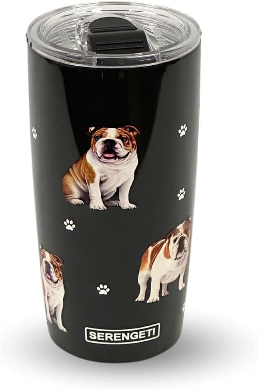 Bulldog 20 Oz. Stainless Steel, Vacuum Insulated Tumbler with Spill Proof Lid - 3D Print - Insulated Travel Mug for Hot or Cold Drinks (Bulldog Tumbler)