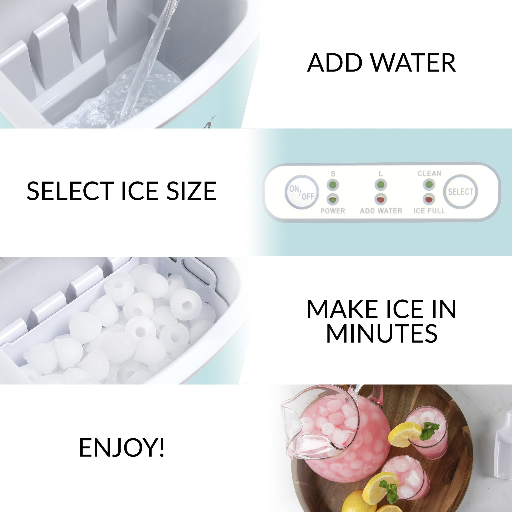 Handled Automatic Ice Machine Self Cleaning Countertop Ice Maker with Scoop, Aqua