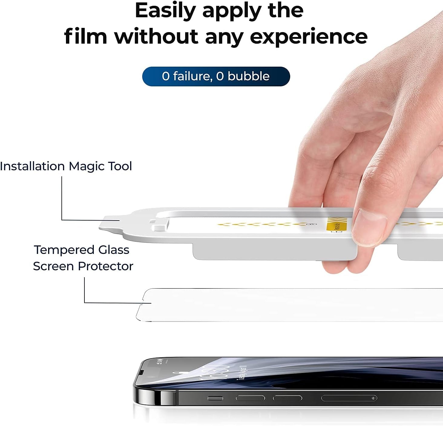 Designed for Iphone 13 Pro, [4 Pack] 2 Pack Screen Protector + 2 Pack Camera Lens Protector with 0 Failure Easy Install Kit,  Premium Tempered Glass Screen, HD Full Coverage Protection Anti- Scratch, Compatible with Iphone 13 Pro (6.1”)