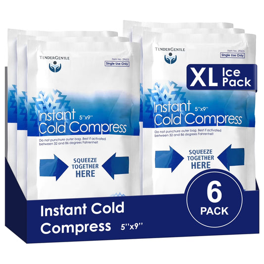 Instant Ice Packs for Injuries - 6 Count of Disposable Cold Compress Ice Packs for Sprains, Strains, Minor Burns, Toothaches