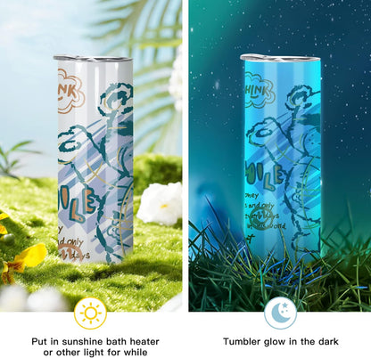 8 Pack Sublimation Tumblers Glow in the Dark,20 Oz Double Wall Vacuum Insulated Luminous Skinny Tumbler with Straw and Lid for Cold and Hot Drinks,White to Blue and White to Green