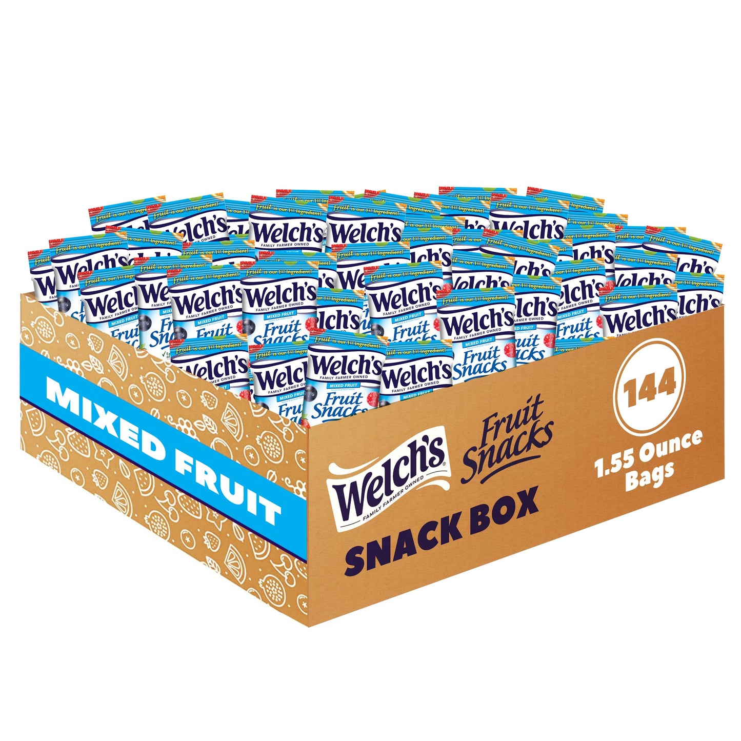 Welch's Fruit Snacks, Mixed Fruit, Individual Single Serve Bags, 0.8 oz (Pack of 40)
