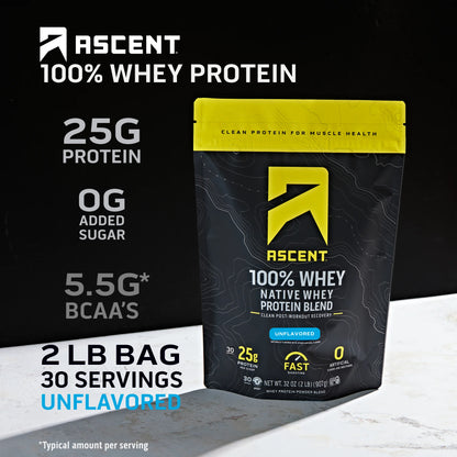 100% Whey Protein Powder - Post Workout Whey Protein Isolate, Unflavored, 2 Lb