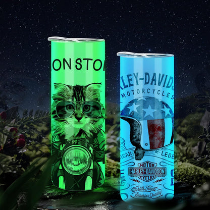 8 Pack Sublimation Tumblers Glow in the Dark,20 Oz Double Wall Vacuum Insulated Luminous Skinny Tumbler with Straw and Lid for Cold and Hot Drinks,White to Blue and White to Green