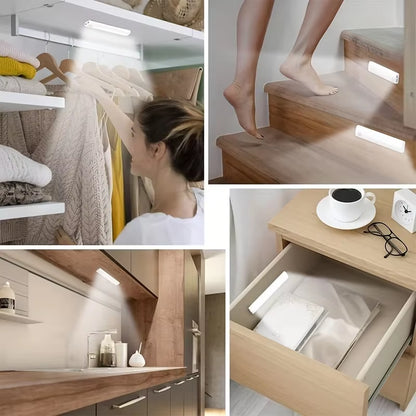 Under Cabinet Lights 6 Pack Motion Sensor Light Indoor LED USB-C Rechargeable Battery Operated Stick-On Light for Kitchen Night