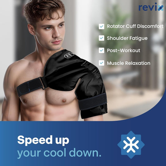 XL Shoulder Ice Pack Rotator Cuff Cold Therapy, Reusable Gel Ice Pack Shoulder Wraps for Discomfort and Recovery, Promoting Flexibility and Mobility, Long-Lasting Compression, Black