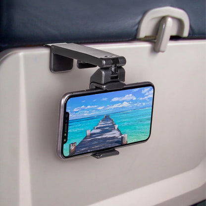 Universal Airplane Travel Phone Holder Mount, Hands-Free Viewing with Dual 360° Rotation, Black