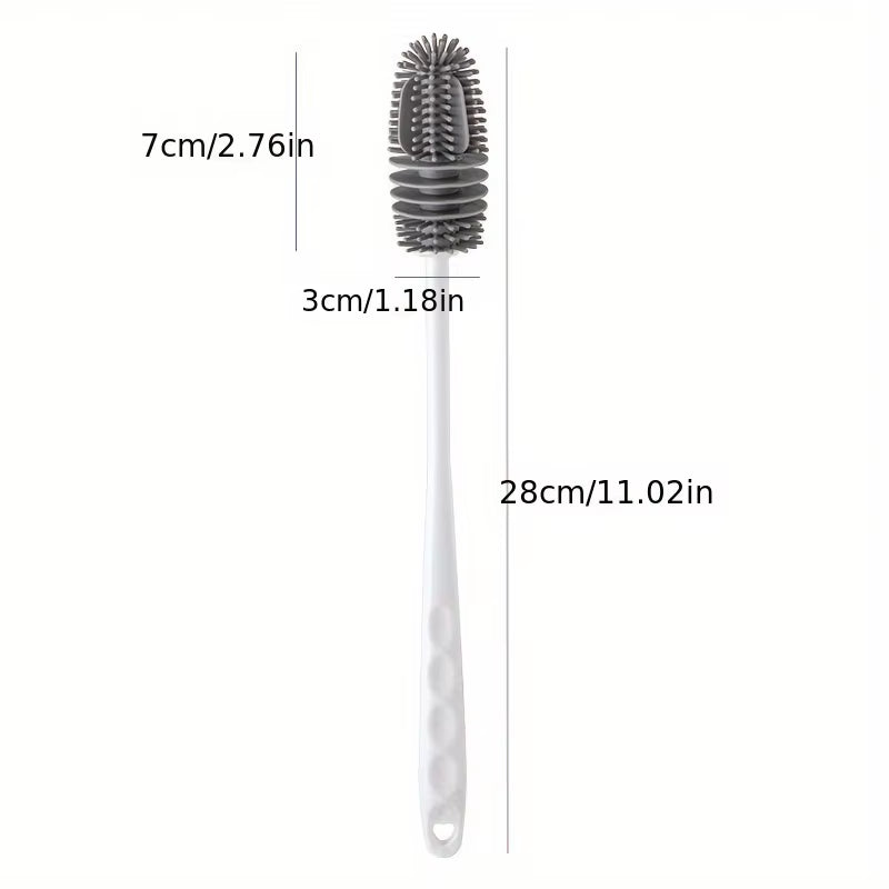 Silicone Bottle Cleaning Brush with Long Handle, Flexible No Dead Angle Scrubber for Baby Bottles, Tumblers, Kitchen