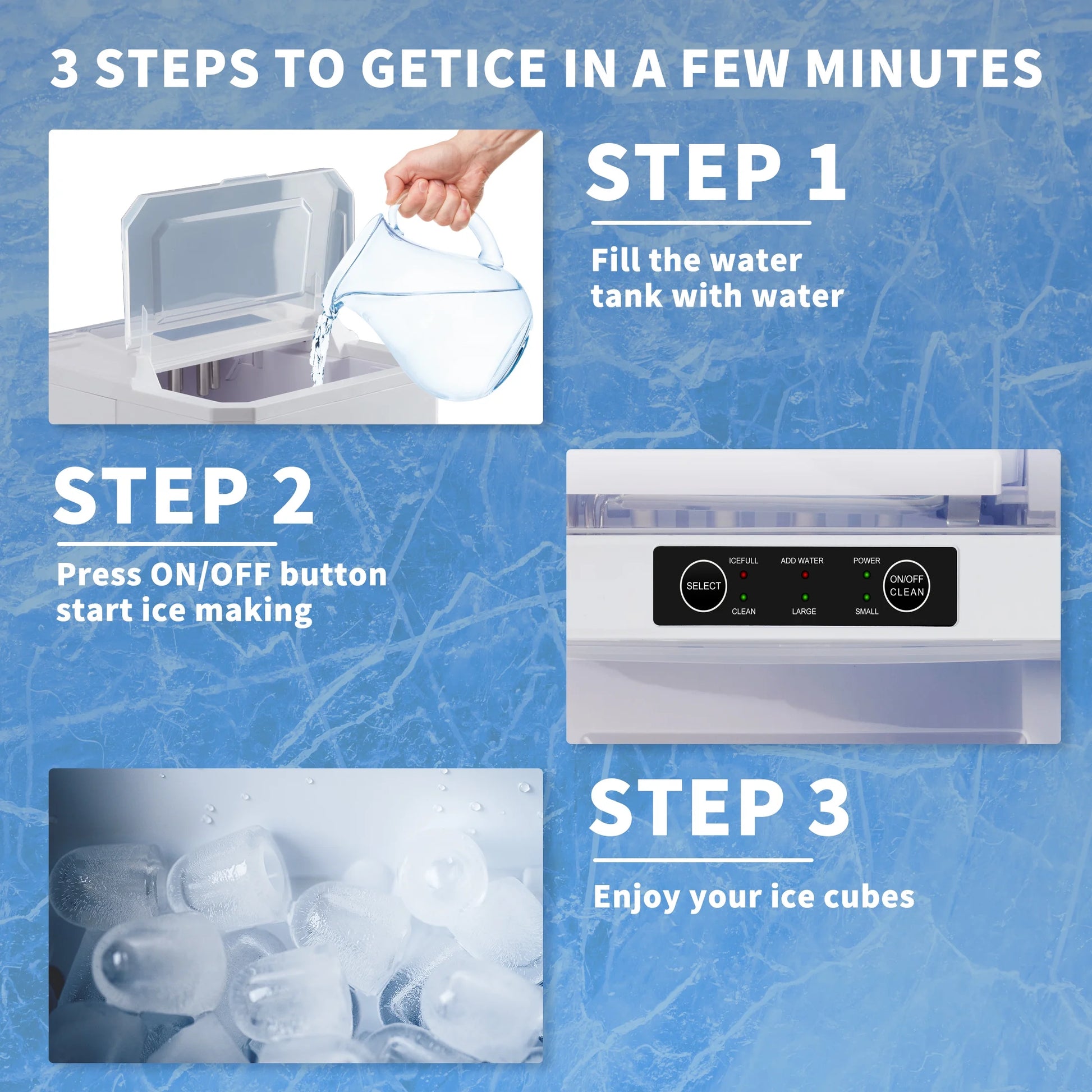 26.5 Lbs/Day Capacity Portable Ice Maker,Countertop Ice Maker,9 Ice Cubes Ready in 6 Mins, Self-Cleaning,With Basket & Scoop,For Home, Camping,White