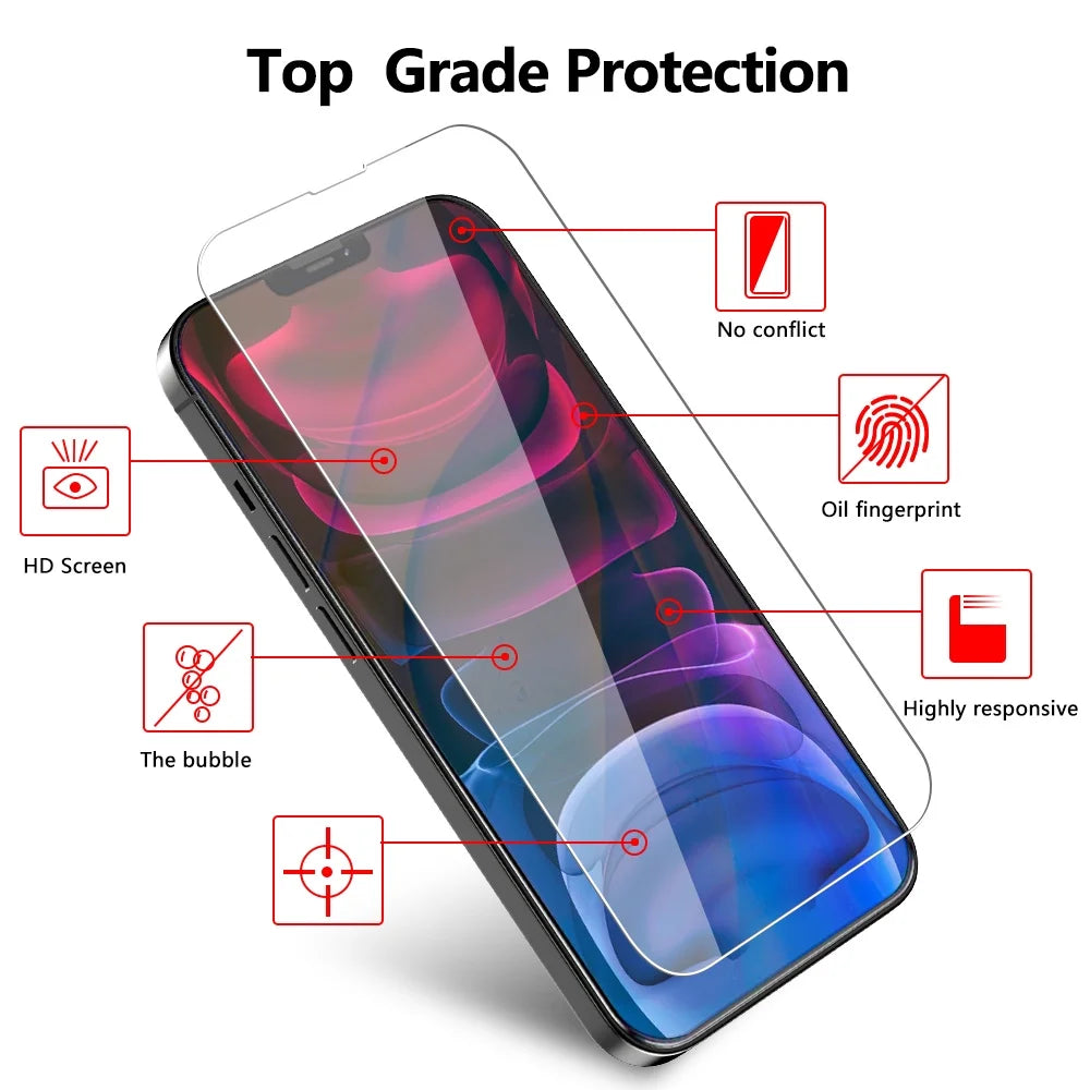 Iphone 13 Pro Max Screen Protector Tempered Glass + Camera Lens Protector, for Iphone 12 13 Pro Max Screen Protector, 9H Clear