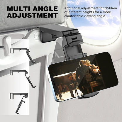 Universal Airplane Travel Phone Holder Mount, Hands-Free Viewing with Dual 360° Rotation, Black