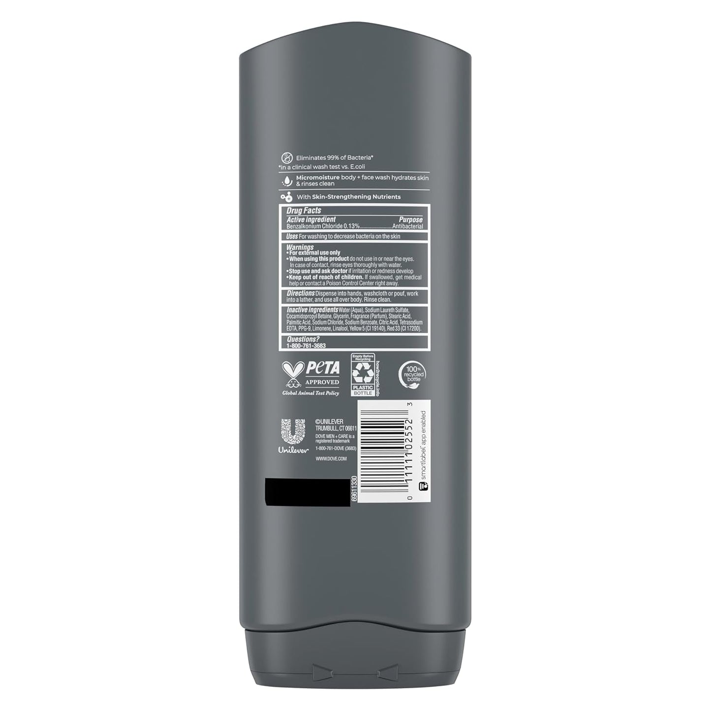 Dove Men+Care Body Wash Skin Defense 4 Count for Smooth and Hydrated Skin Care Effectively Washes Away Bacteria While Nourishing 18 Oz