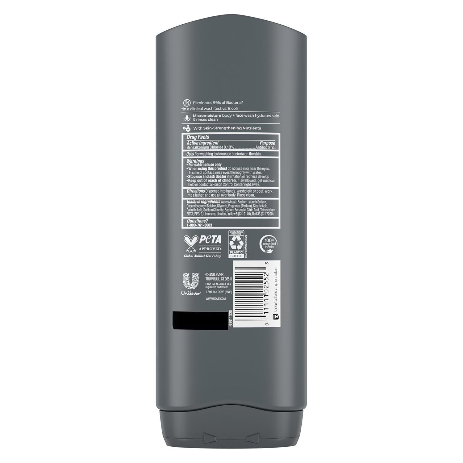 Dove Men+Care Body Wash Skin Defense 4 Count for Smooth and Hydrated Skin Care Effectively Washes Away Bacteria While Nourishing 18 Oz