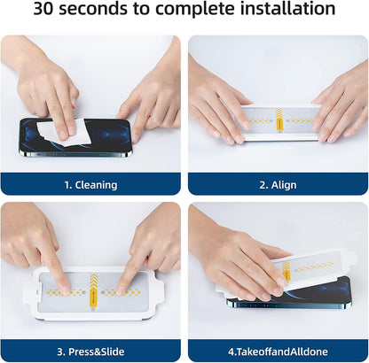 Designed for Iphone 13 Pro, [4 Pack] 2 Pack Screen Protector + 2 Pack Camera Lens Protector with 0 Failure Easy Install Kit,  Premium Tempered Glass Screen, HD Full Coverage Protection Anti- Scratch, Compatible with Iphone 13 Pro (6.1”)