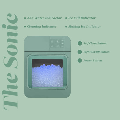 Sonic Countertop Ice Maker 33 Lbs “Capacity” Nugget Ice Maker, Stainless Steel