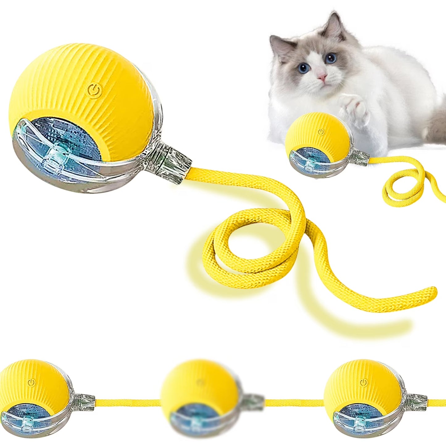 Interactive Cat Toy Ball, 2025 Upgraded Cat Toys for Bored Indoor Adult Cats, Smart Self Rolling Interactive Dog Ball Toys, Automatic Moving Peppy Pet Ball for Cats Kitten