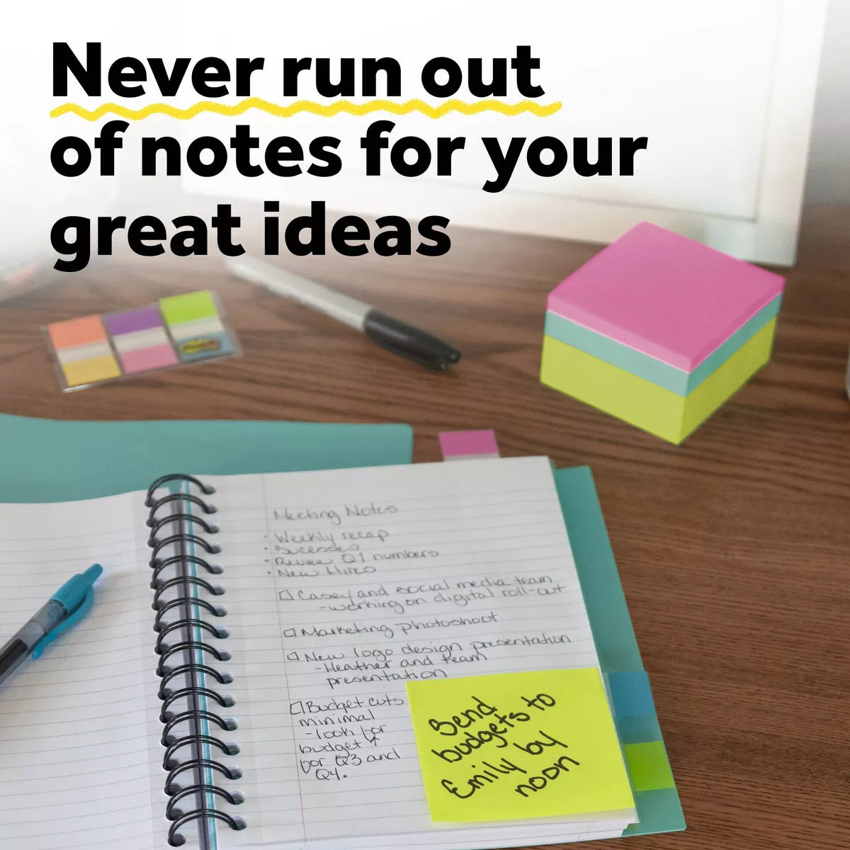 Post-It 3" X 3" Notes Cube 400 Sheets/Cube - Pink Wave: Multicolor Sticky Notes, Uncoated Paper, Art & Design Theme