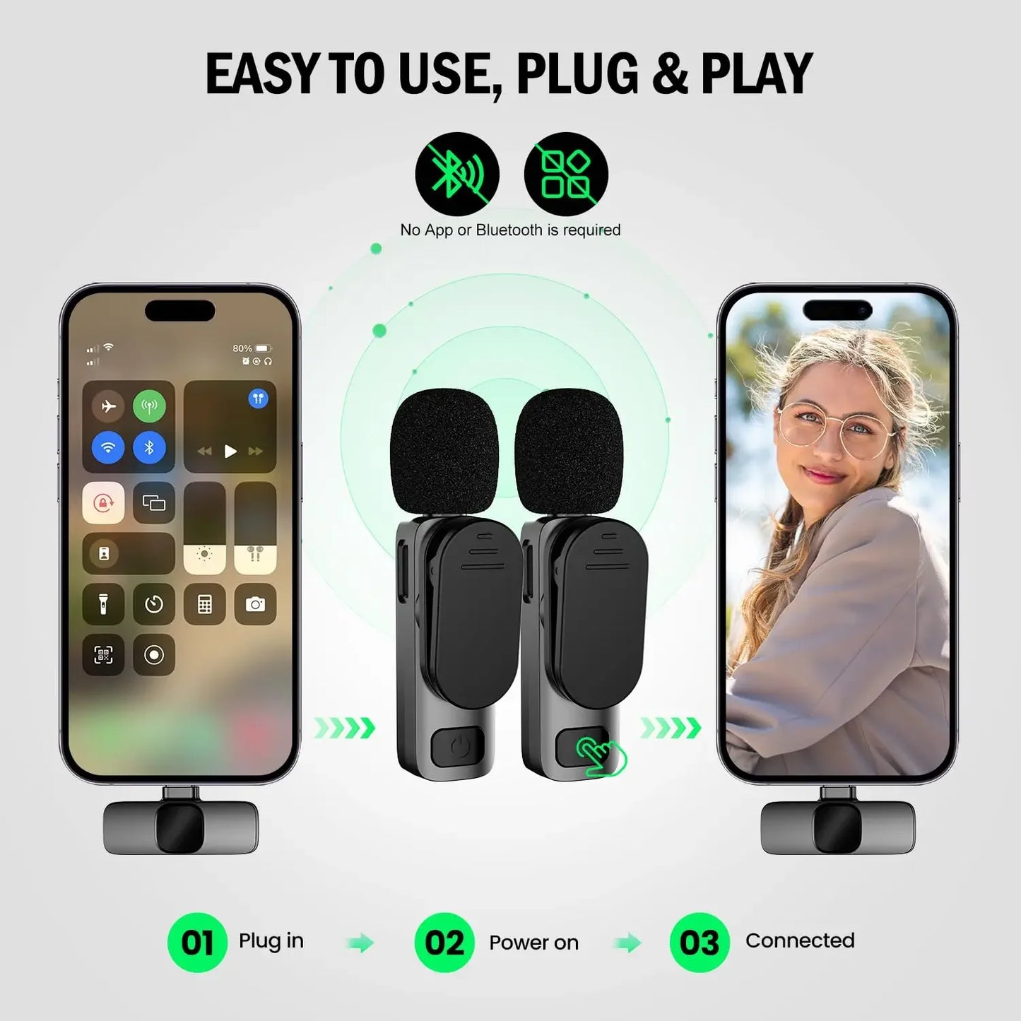 Lavalier Microphone Wireless Audio Recording Mini Replaceable Windproof Wool Microphone for Mobile Phones Shoot Vlog Youtube