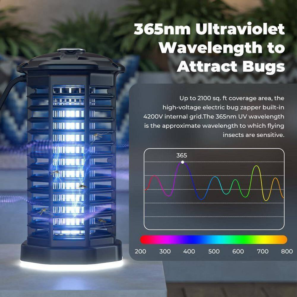4200-Volt Electric Bug Zapper Repellent Waterproof Kills Mosquitoes and Flies Perfect for Home Patio Office