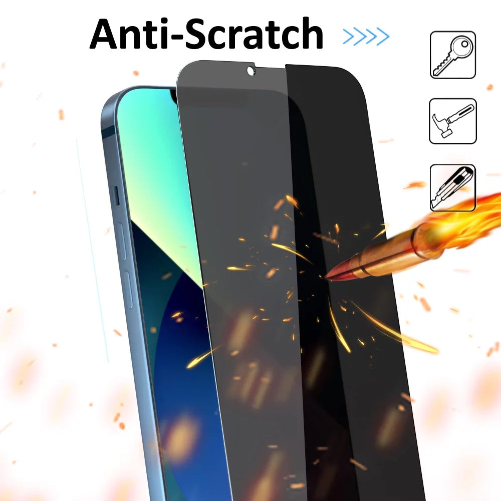 Iphone 13 Privacy Screen Protector + Camera Lens Protector, anti Spy Case Friendly Tempered Glass 9H Black