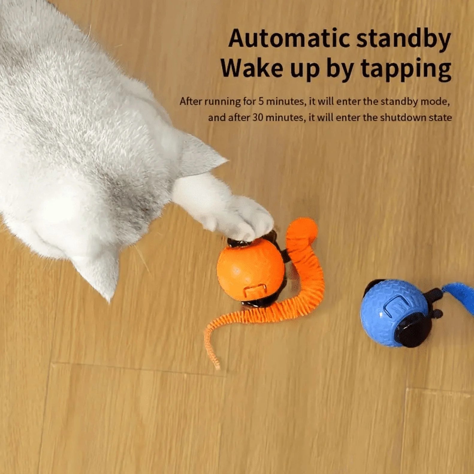2025 New Speedy Tail 2.0 Cat Toy, Interactive Cat Toy for Indoor Cats, Automatic Moving Cat Toy Ball, USB Rechargeable Smart Cat Toys Ball, Two Speed Adjustment, with Replacement Tail