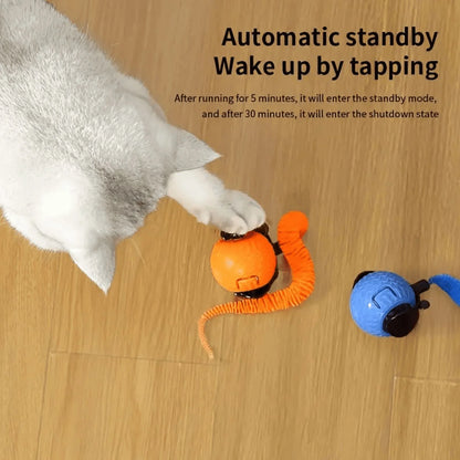 2025 New Speedy Tail 2.0 Cat Toy, Interactive Cat Toy for Indoor Cats, Automatic Moving Cat Toy Ball, USB Rechargeable Smart Cat Toys Ball, Two Speed Adjustment, with Replacement Tail