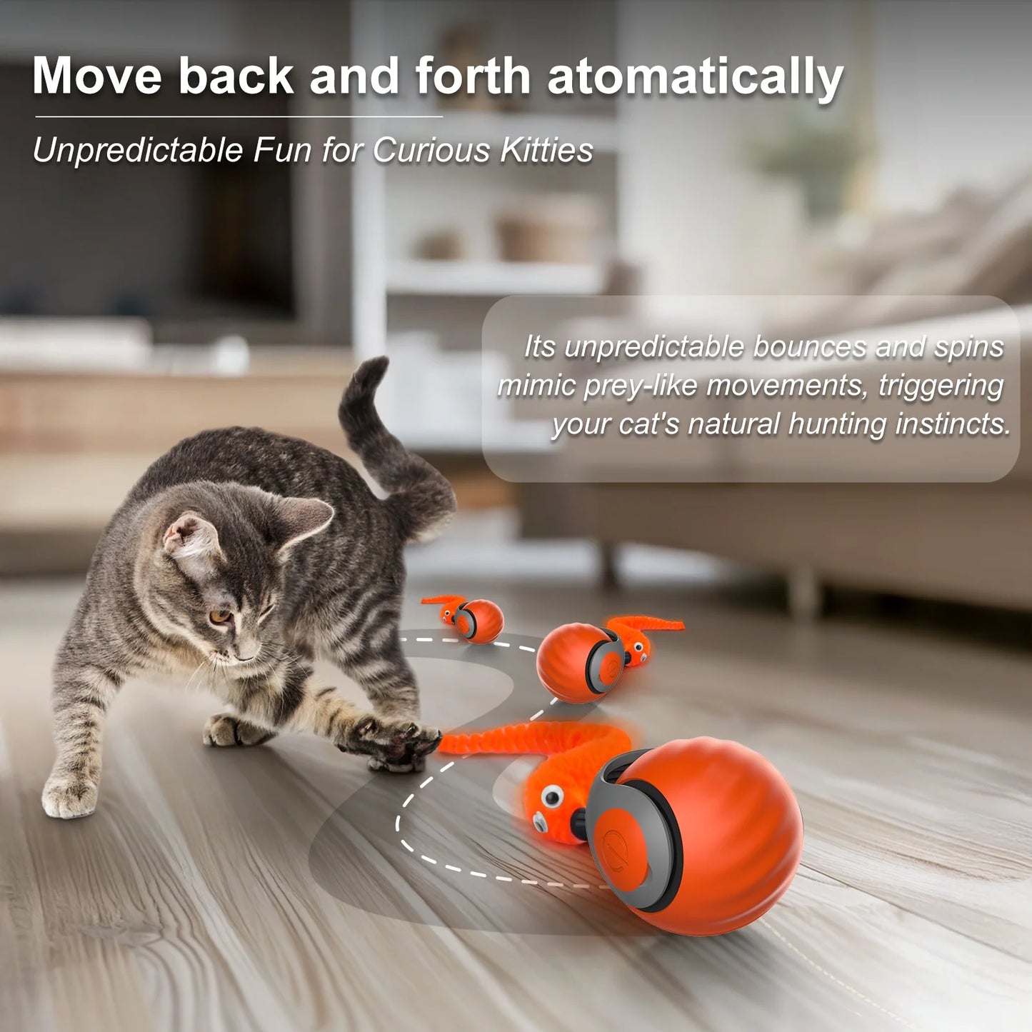 Cat Toys for Indoor Cat Toy Smart Interactive Cat Toy Ball Rechargeable Two Speed Adjustment for Bored Indoor Adult Cats, Red