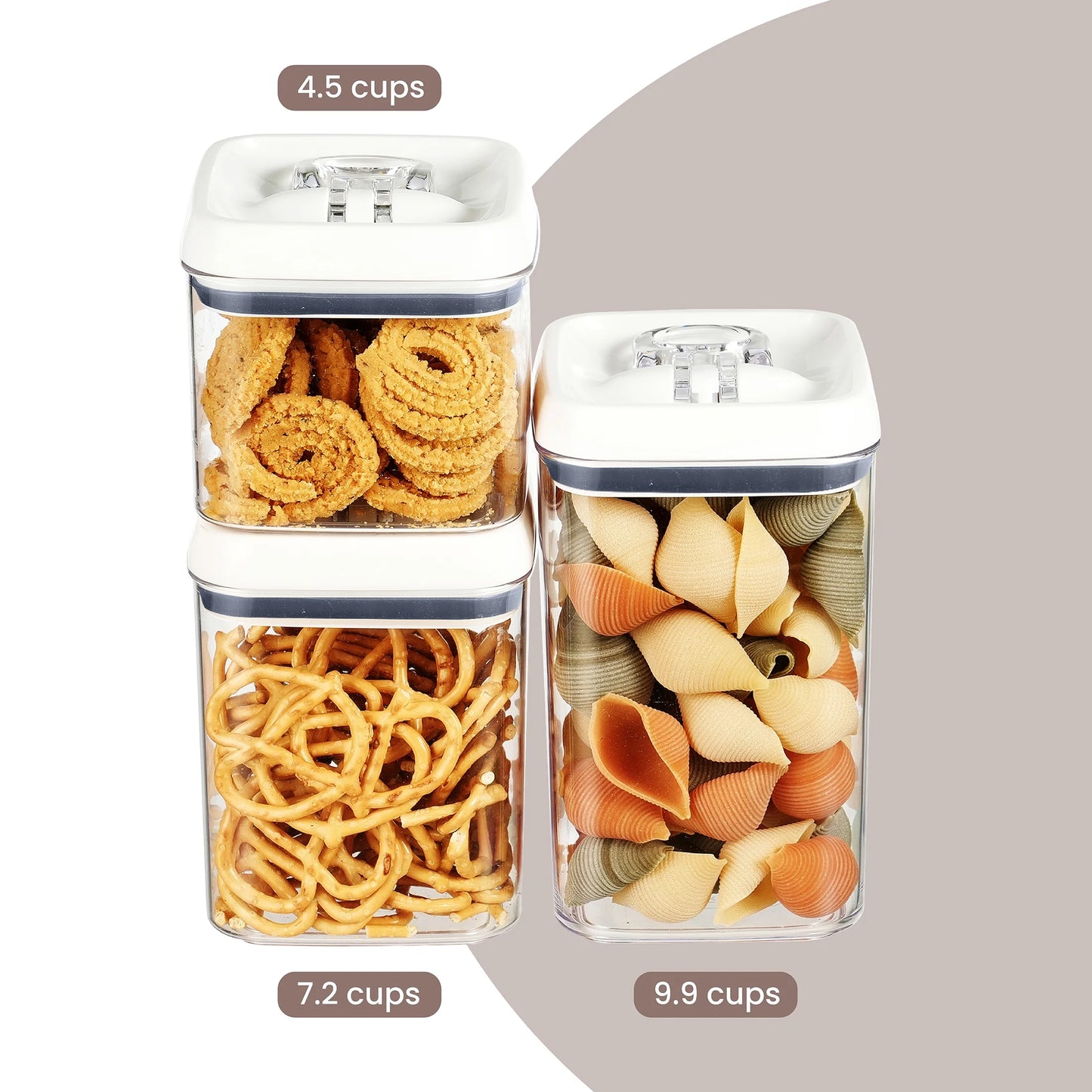 Canister Pack of 3, Flip-Tite® Square Food Storage Container Set