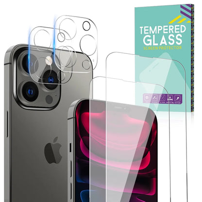 Iphone 13 Pro Max Screen Protector Tempered Glass + Camera Lens Protector, for Iphone 12 13 Pro Max Screen Protector, 9H Clear