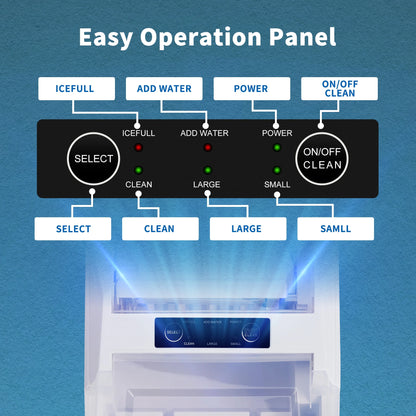 26.5 Lbs/Day Capacity Portable Ice Maker,Countertop Ice Maker,9 Ice Cubes Ready in 6 Mins, Self-Cleaning,With Basket & Scoop,For Home, Camping,White